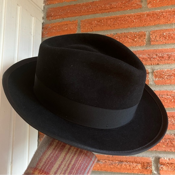 Stetson Royal Deluxe Whippet Black Fedora Size 6 7/8 - Picture 3 of 12